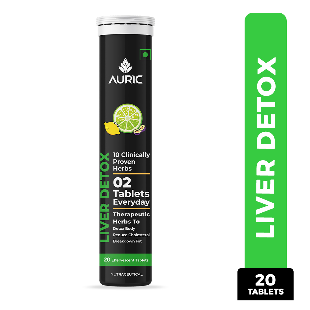 Auric Liver Detox Effervescent with 10 Super Ayurvedic Herbs  20 Tablets