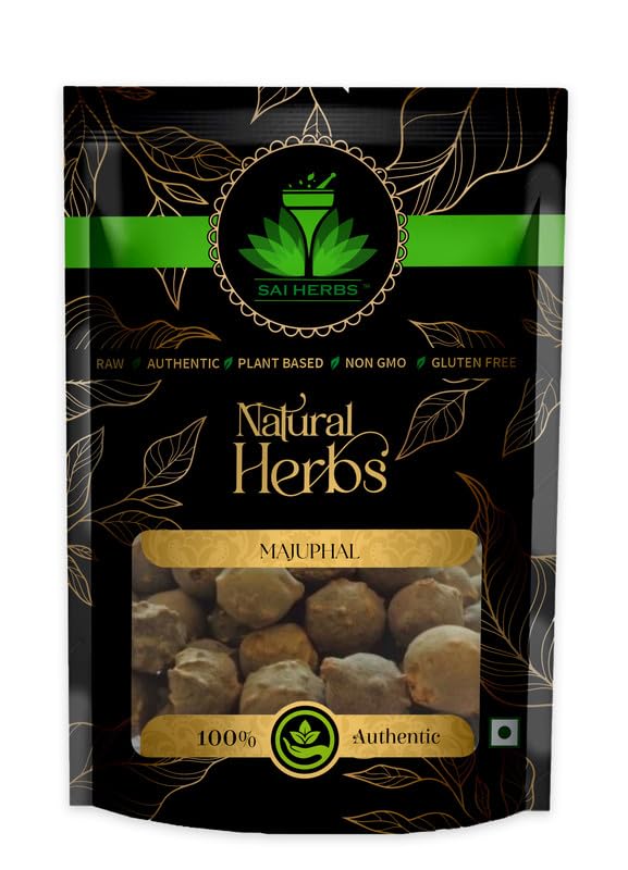 SAI HERBS Majuphal  Manjakani  Quercus Infectoria Oliv  Dyers Oak  Gall Nuts Packet of 100 GM