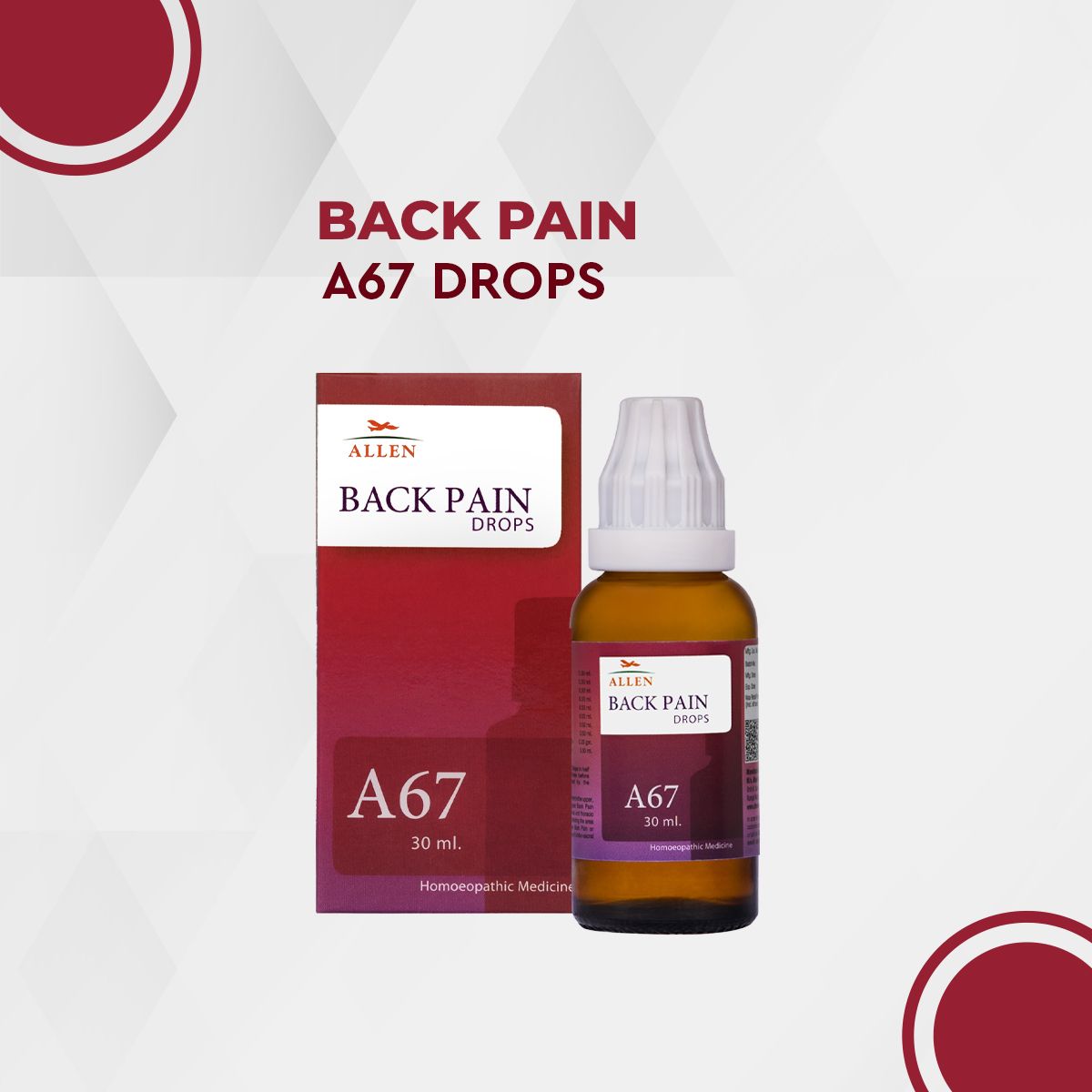 Allen A67 Back Pain Drops 30ml Pack of 2 Bottle of 60 ML