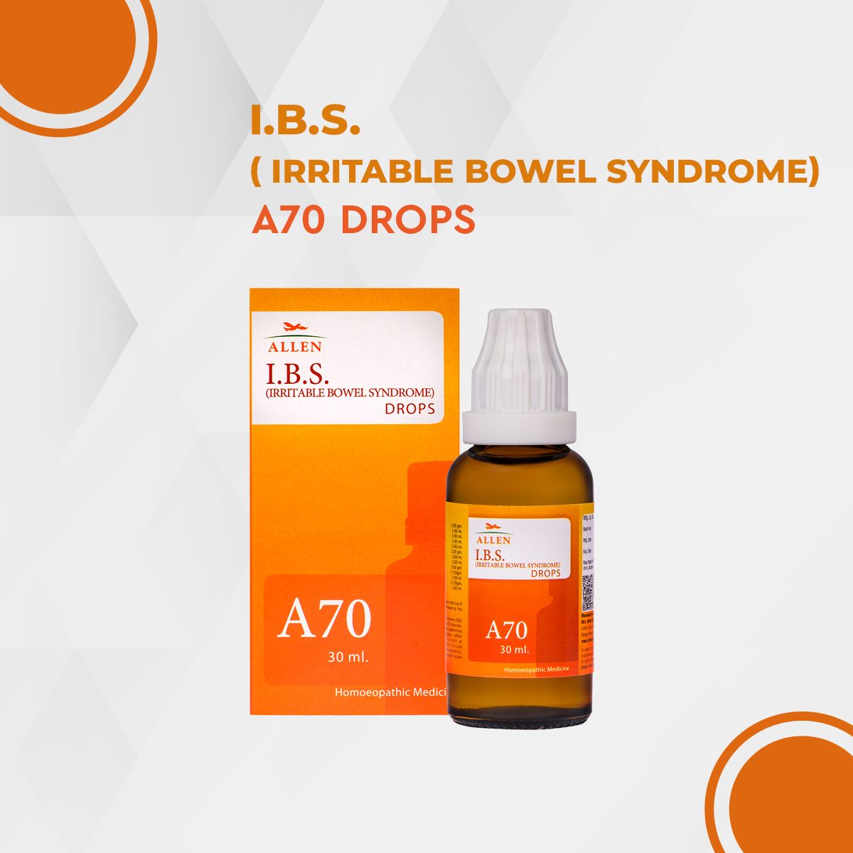 Allen A70 Irritable Bowel Syndrome IBS Drops 30ml Pack of 2 Bottle of 60 ML