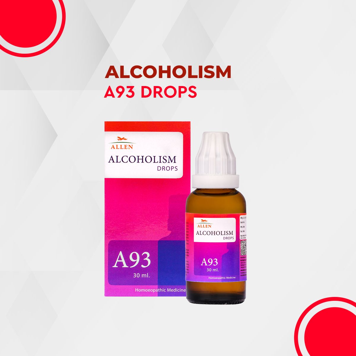 Allen A93 Alcoholism Drops 30ml Pack of 2 Bottle of 60 ML