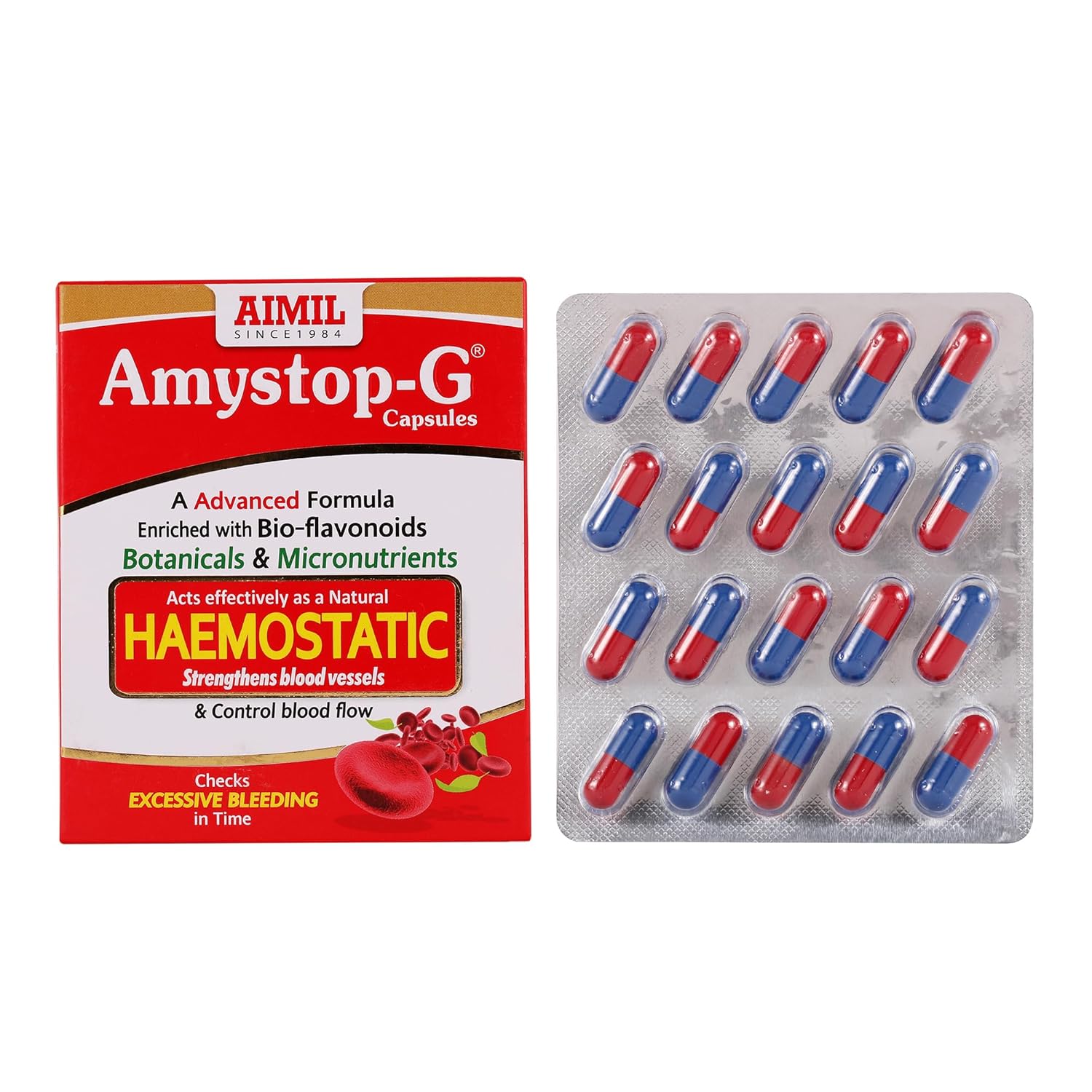 AIMIL AmystopG Capsules  20 Capsules  Pack of 2 Strip of 40 QTY