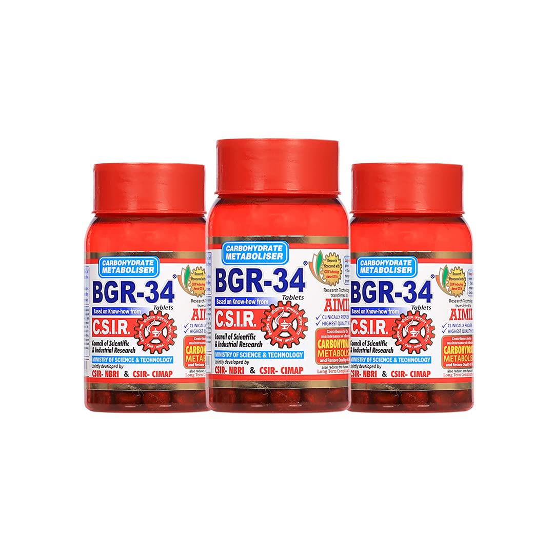 AIMIL BGR34 Tablets  100 Tablets  Pack of 3 Jar of 300 QTY