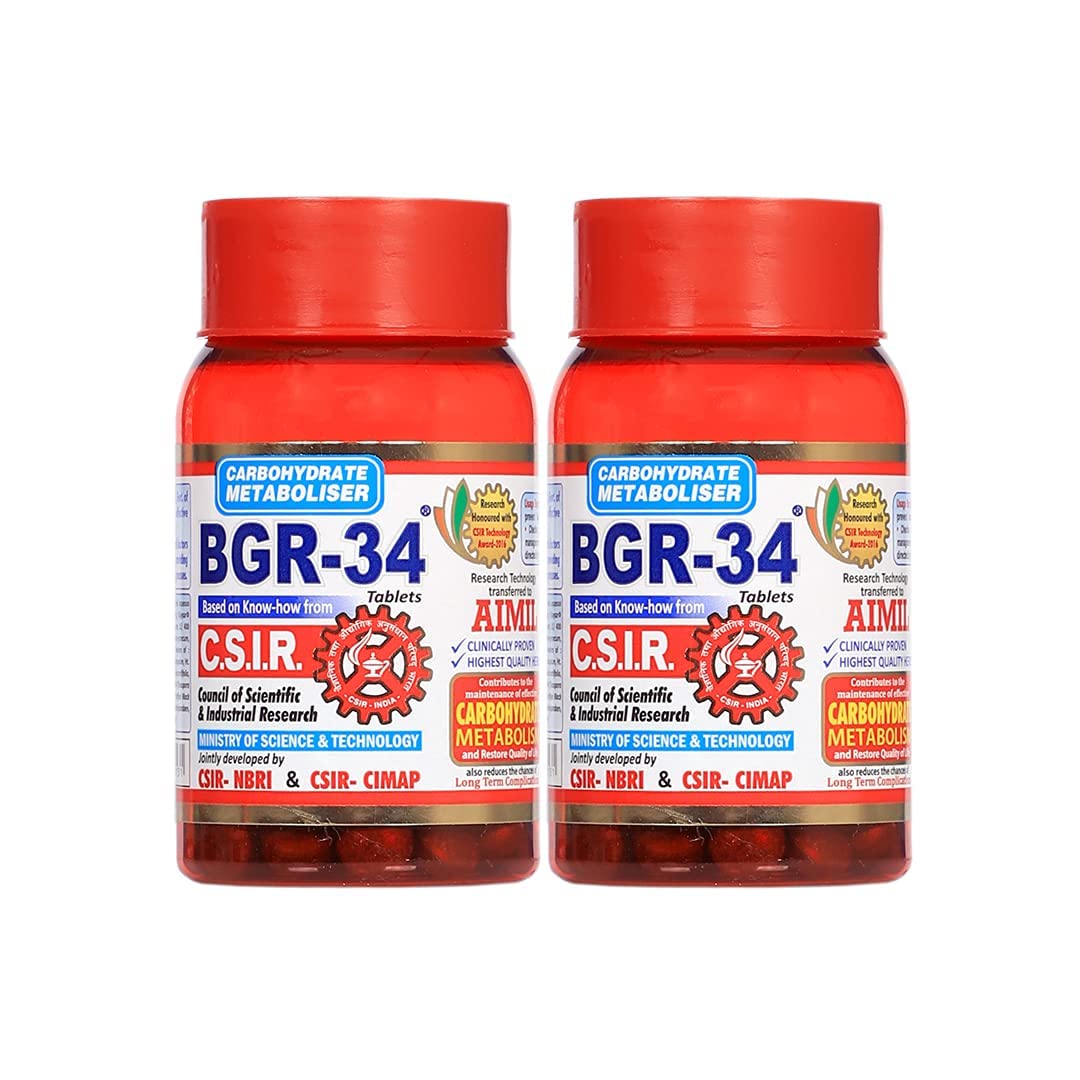 AIMIL BGR34 Tablets  100 Tablets  Pack of 2 Jar of 200 QTY