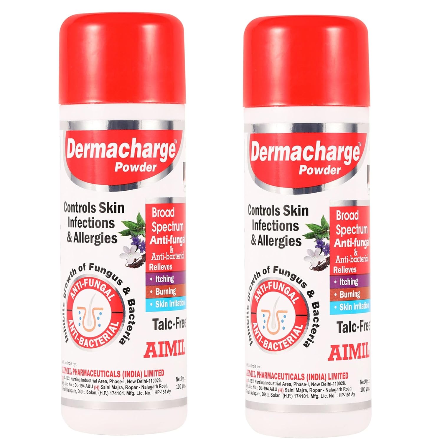 AIMIL Dermacharge Powder  100 GM Pack of 2 Jar of 200 GM