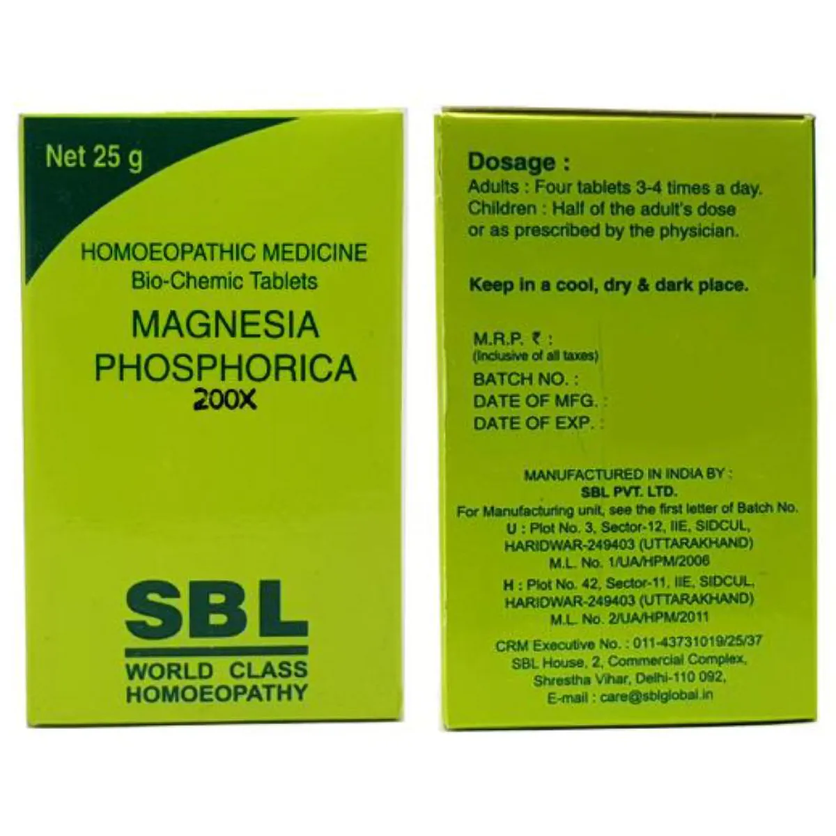 SBL Magnesia Phosphorica Biochemic Tablet 200X Jar of 25 GM