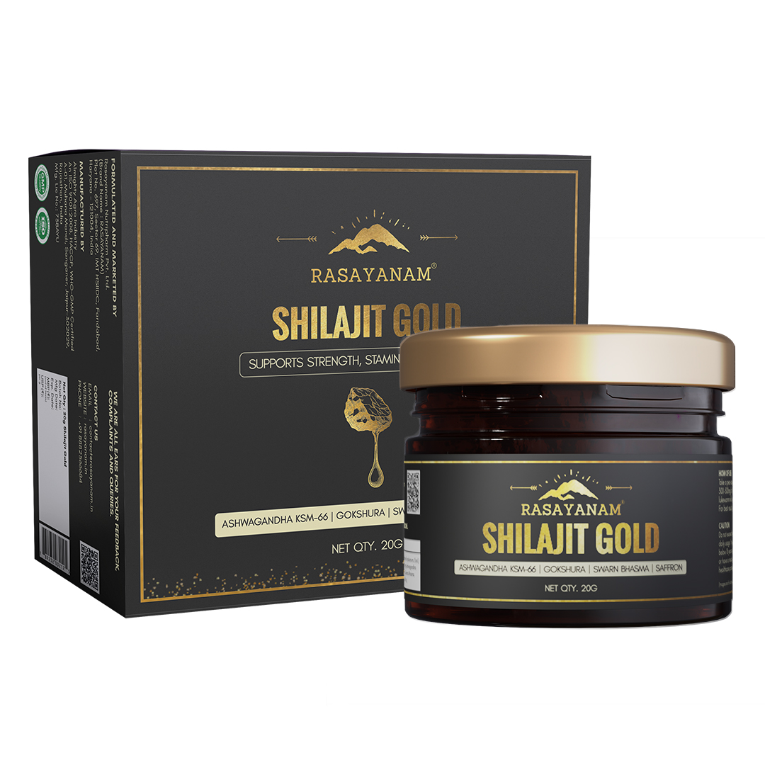 Rasayanam Shilajit Gold Resin 20g Function 80 Servings Jar of 20 GM