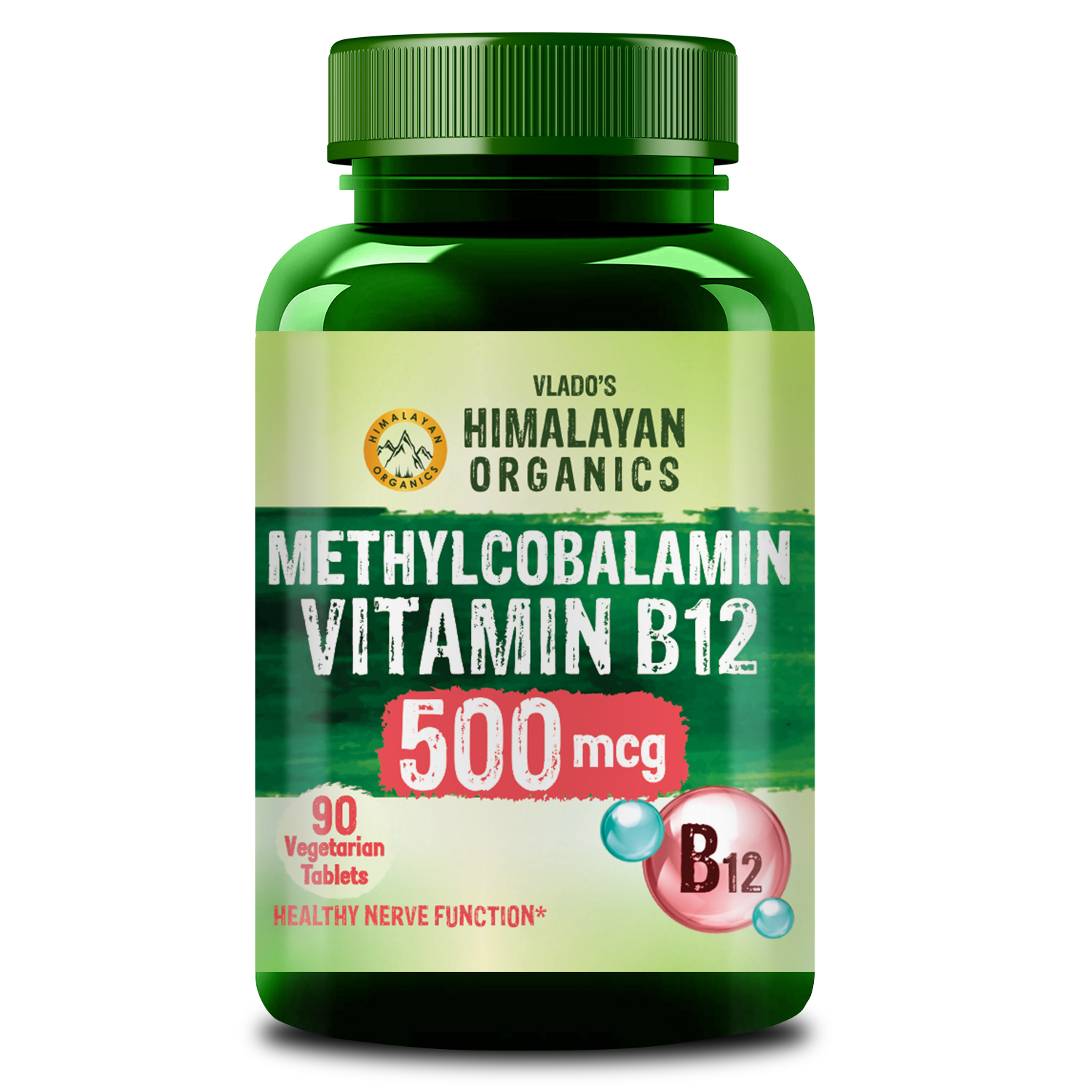 Vlado s Himalayan Organics Vitamin B12 Supplements Methylcobalamin 500mcg Bottle of 90 Tablet