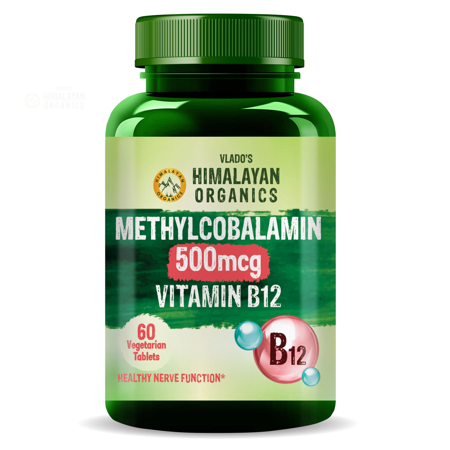 Vlado s Himalayan Organics Vitamin B12 Supplements 500 mcg Bottle of 60 Tablet