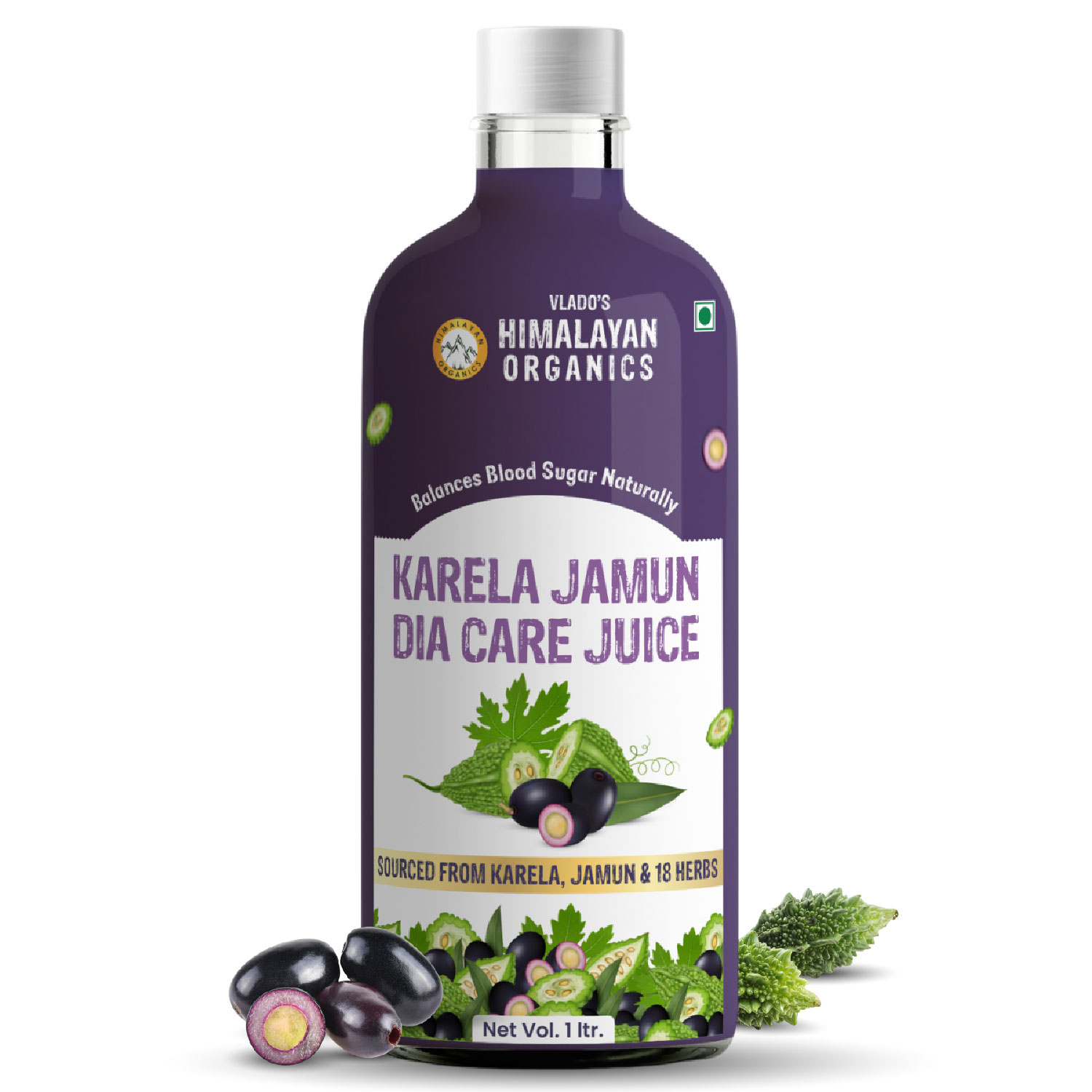 Vlado s Himalayan Organics Karela Jamun Juice Bottle of 1000 ML