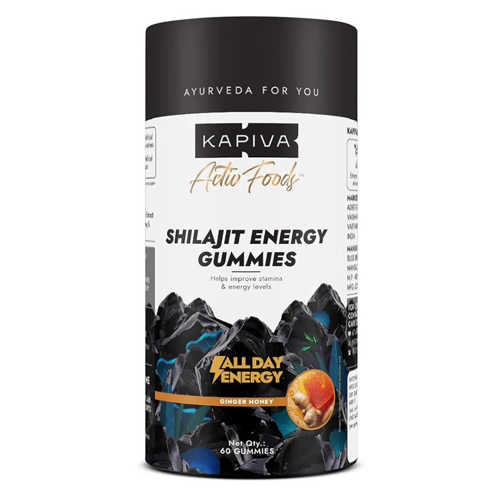 Kapiva Active Foods Shilajit Energy Gummies Jar of 60 QTY