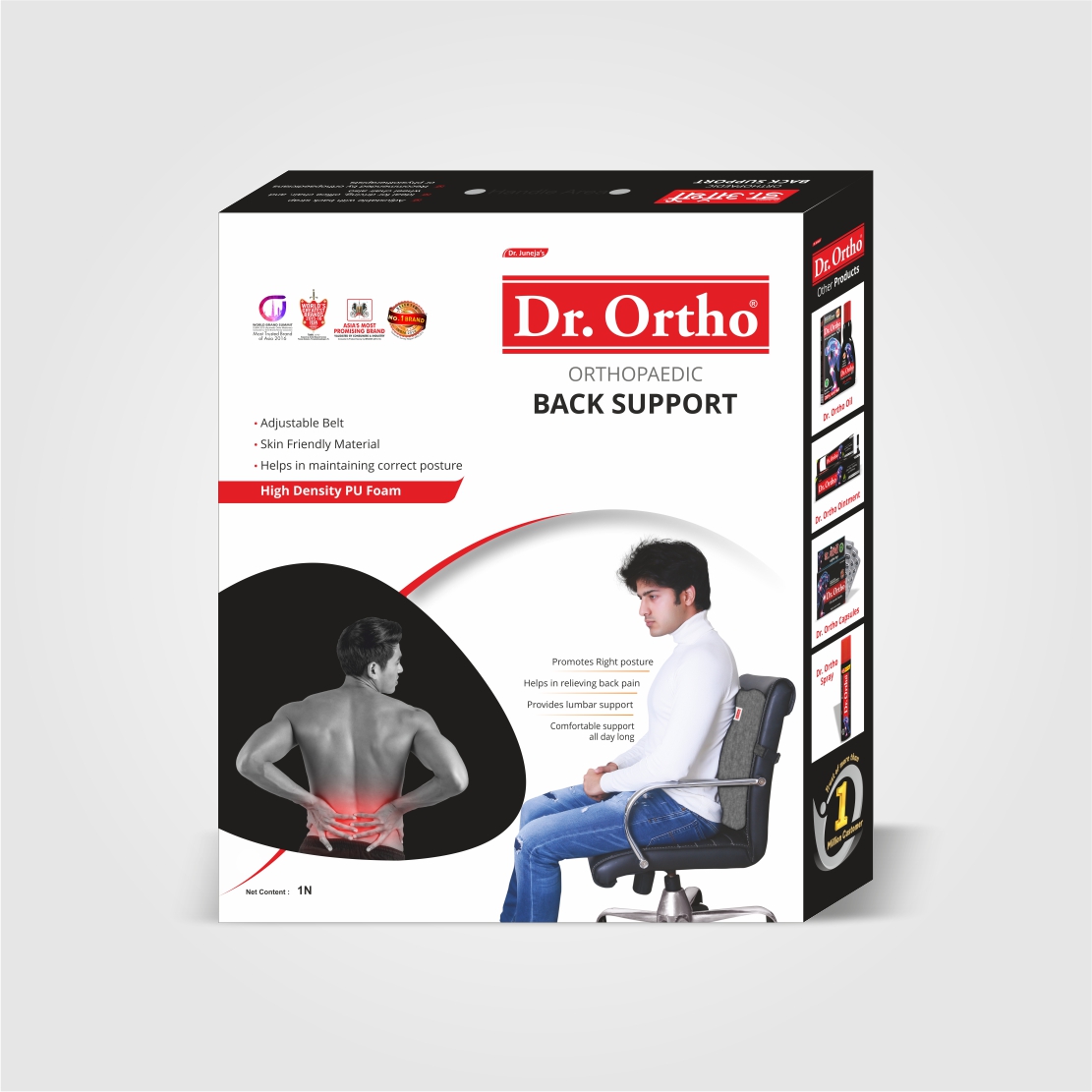 Dr ortho Back support PU Foam Box of 1 QTY