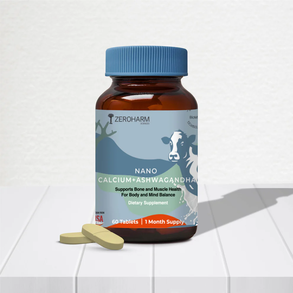 Zeroharm Holistic Calcium plus Ashwagandha 60 Tablet Jar of 60 QTY