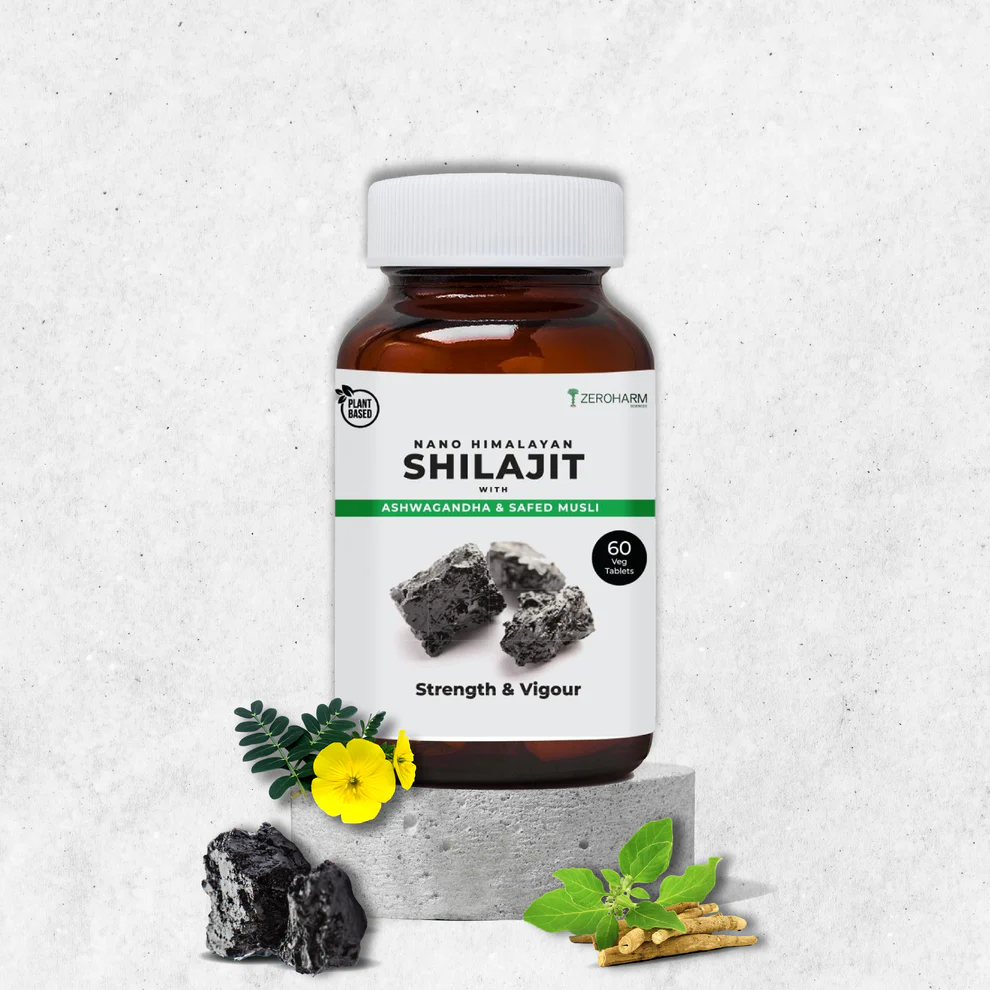 Zeroharm Shilajit With Ashwagandha and Safed Musli 60 Tablet Jar of 60 QTY