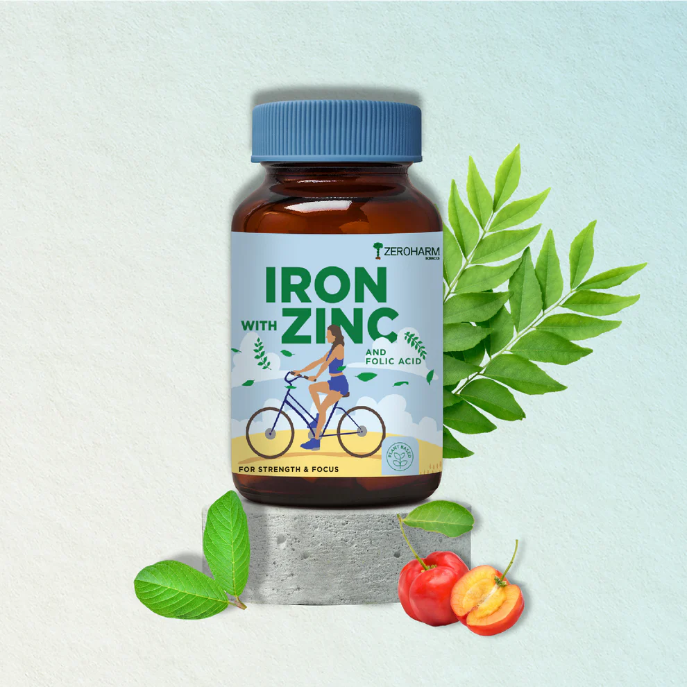 Zeroharm Iron with Zinc and Folic Acid  60 Tablet Jar of 60 QTY