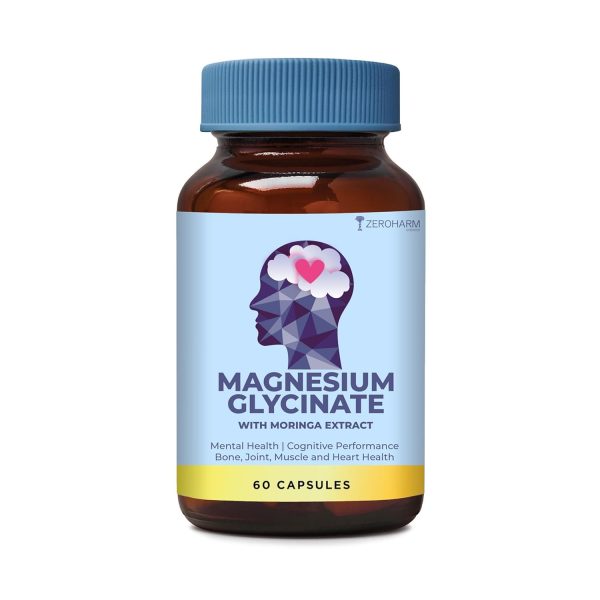 Zeroharm Magnesium Glycinate 60 Capsules Jar of 60 QTY
