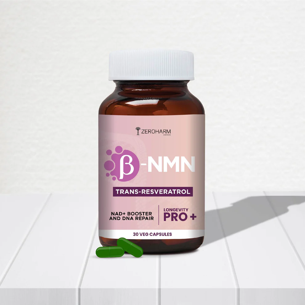 Zeroharm NMN with Trans Reseveratrol 30 Capsules Jar of 30 QTY