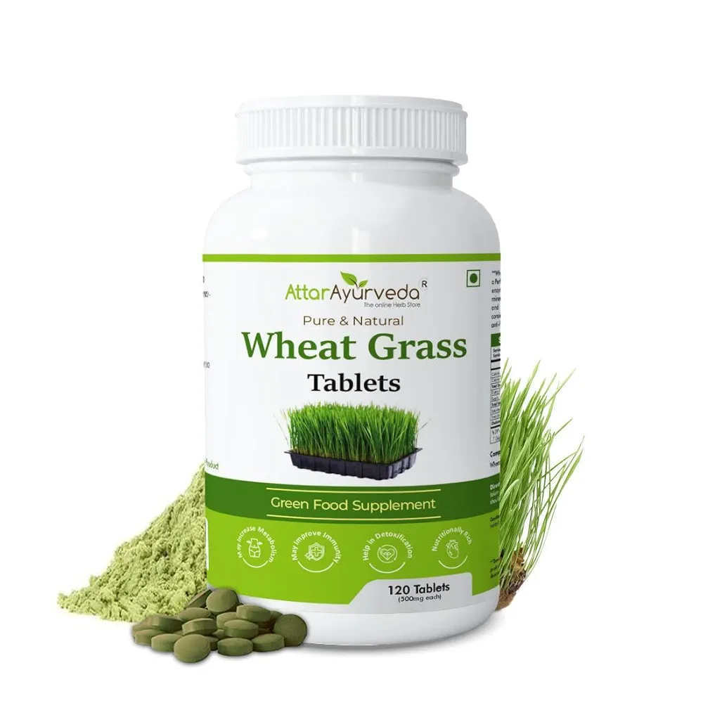 Attar Ayurveda WheatGrass Tablets 500mg Bottle of 120 QTY