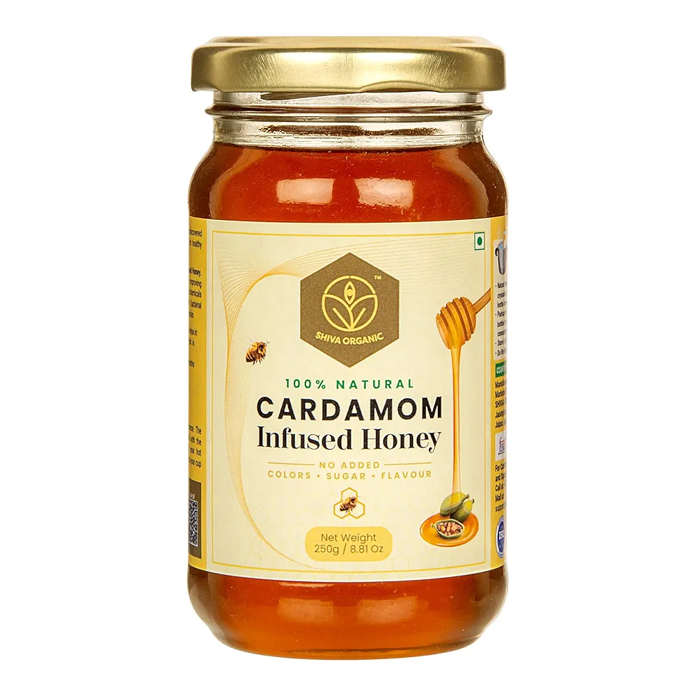 Shiva Organic Cardamom Infused Honey Jar of 250 GM