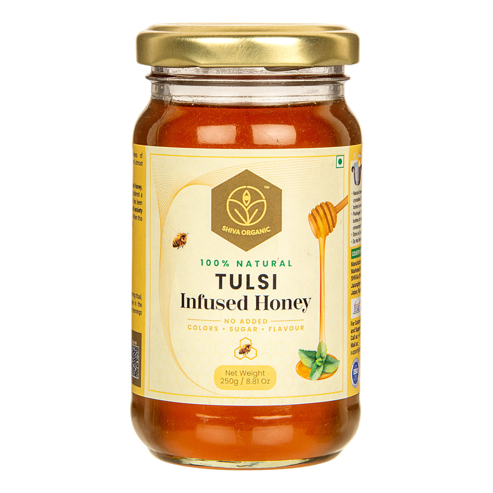 Shiva Organic Tulsi Infused Honey Jar of 250 GM