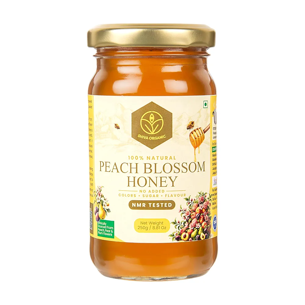 Shiva Organic Peach Blossom Honey 250GM Jar of 250 GM