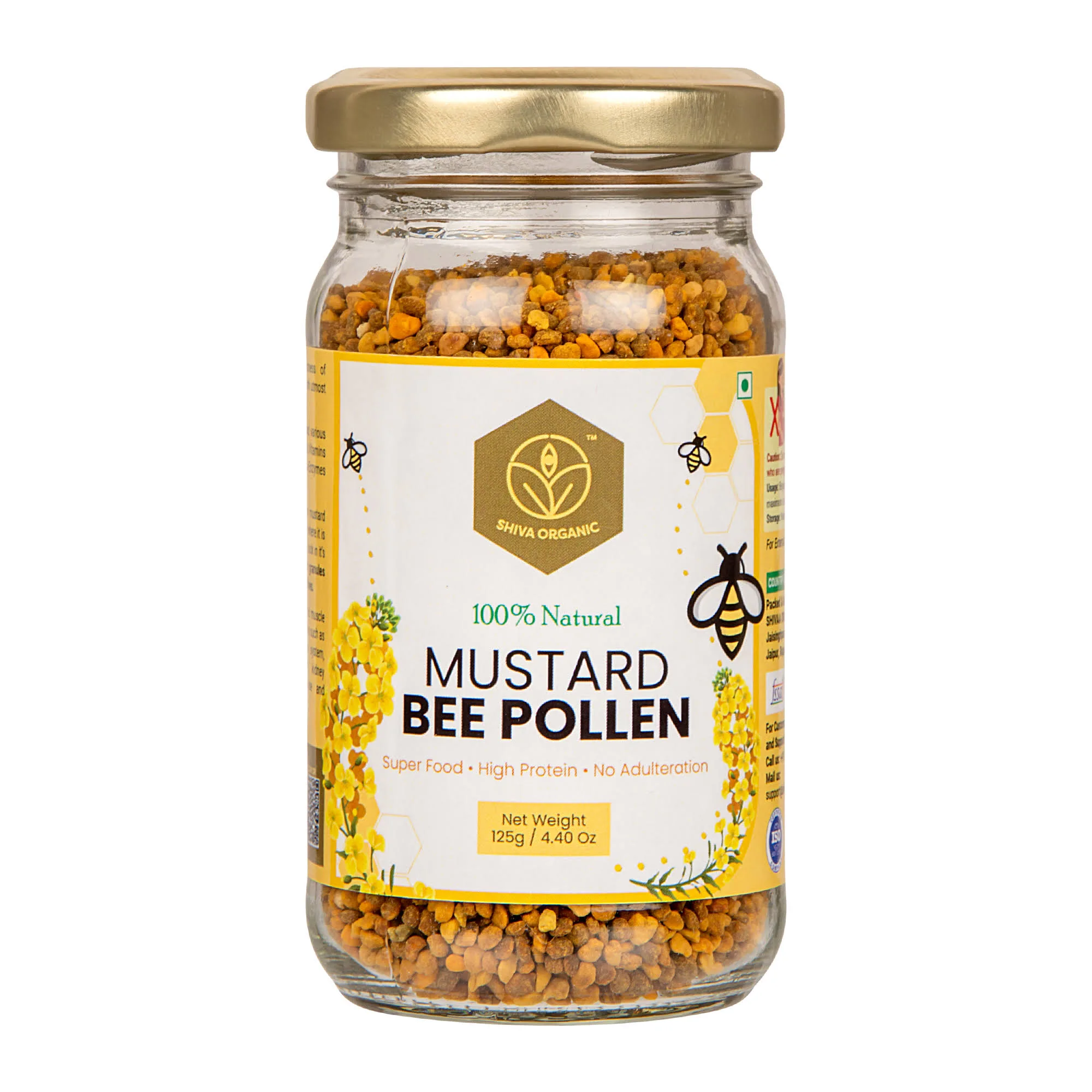 Shiva Organic Mustard Bee Pollen Granules Jar of 25 GM