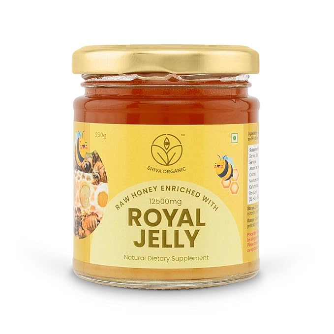 Shiva Organic Raw Honey Enriched  Royal Jelly 12500mg Jar of 50 GM