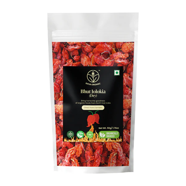 Shiva Organic Bhut Jolokiya Dry packet of 50 GM