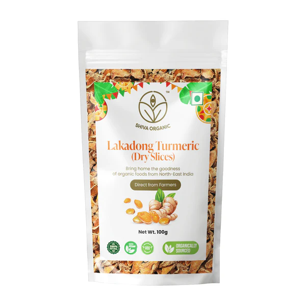 Shiva Organic Lakadong Turmeric Slices Dry packet of 100 GM