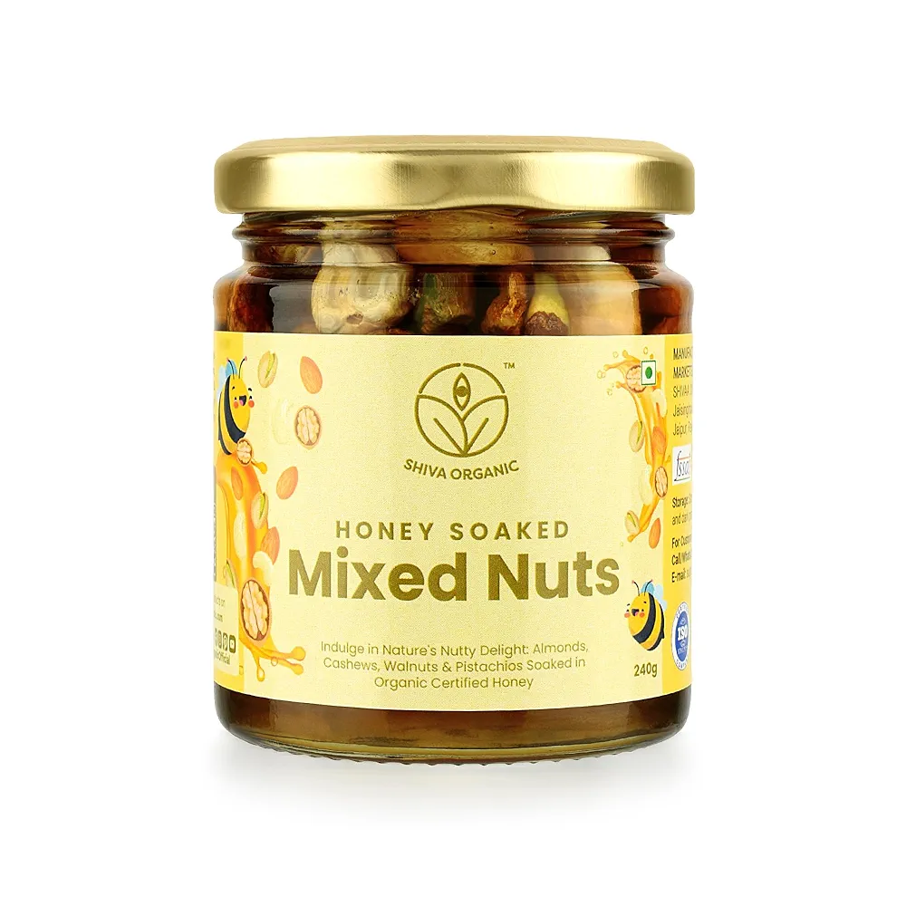 Shiva Organic Honey Soaked Nuts Jar of 240 GM