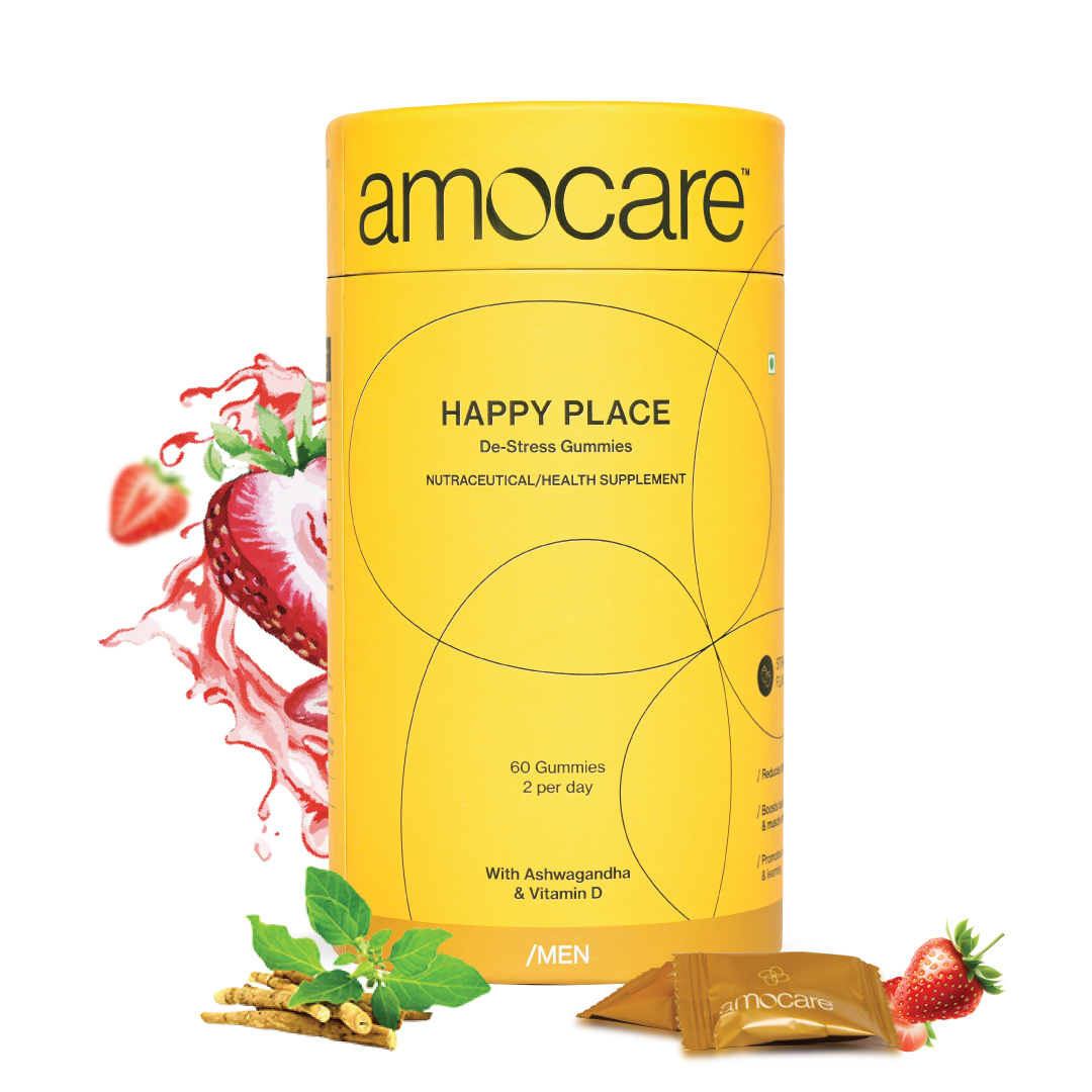 Amocare Vitamin D and Ashwagandha Gummies for Men 60 Jar of 69 QTY