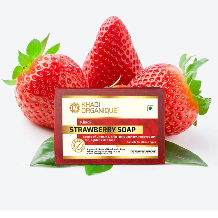 Khadi Organique Strawberry Soap Box of 125 GM