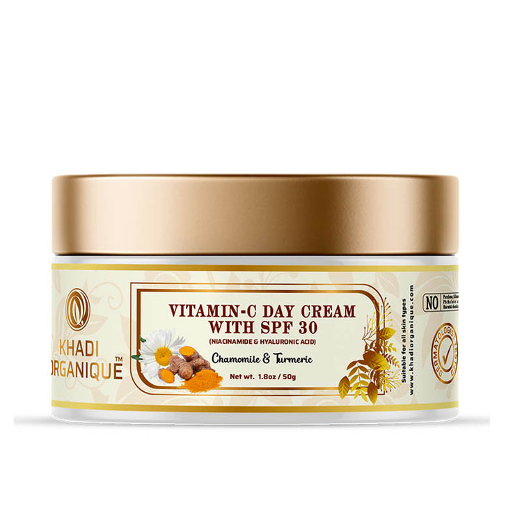 Khadi Organique VITAMINC DAY CREAM WITH SPF 30 NIACINAMIDE and HYALURONIC ACID Box of 50 GM