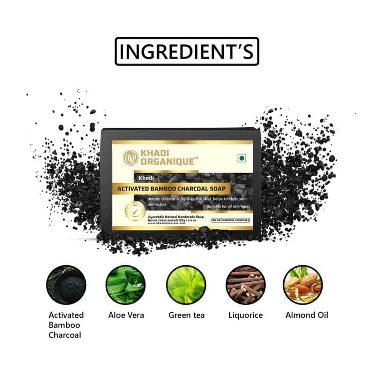 Khadi Organique CHARCOAL SOAP Box of 125 GM