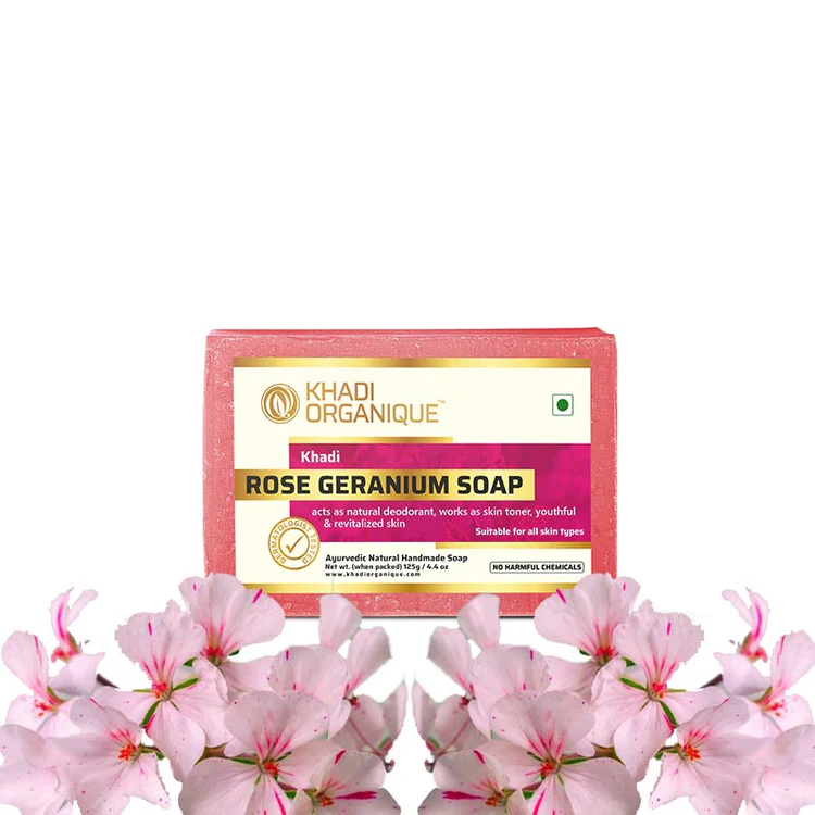 Khadi Organique ROSE GERANIUM SOAP Box of 125 GM
