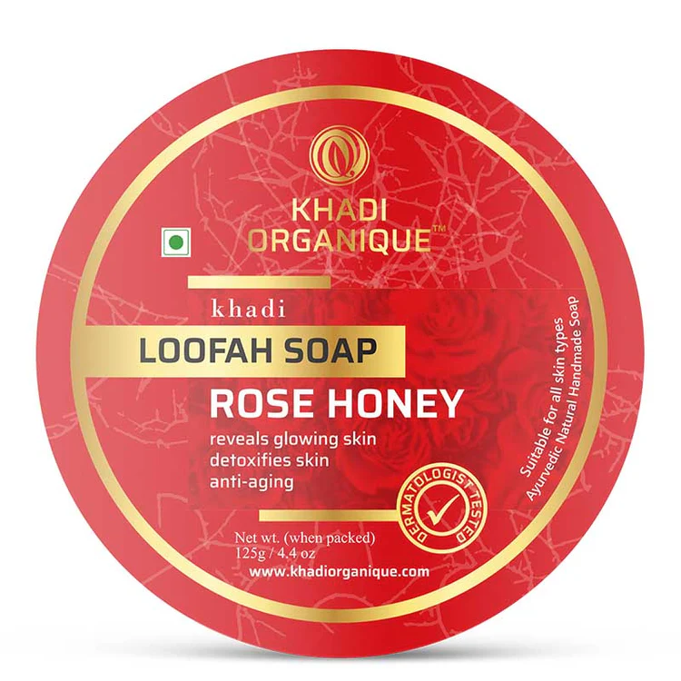 Khadi Organique Rose Honey Loofah Soap Box of 125 GM