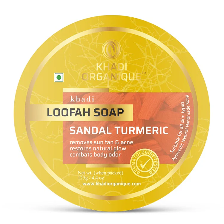 Khadi Organique Sandal Turmeric Loofah Soap Box of 125 GM