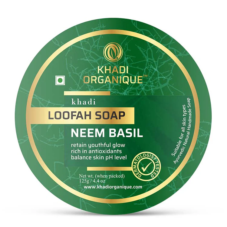 Khadi Organique Neem Basil Loofah Soap Box of 125 GM