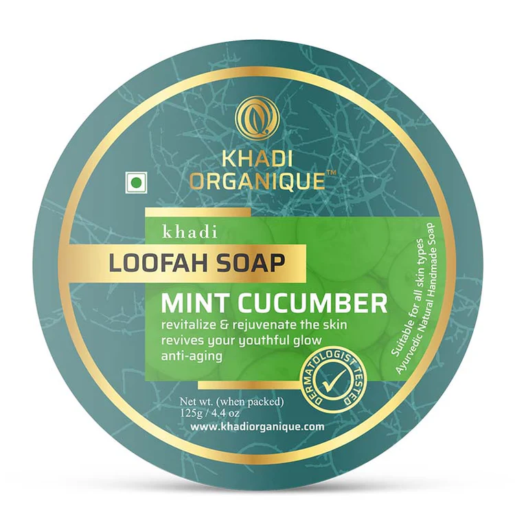 Khadi Organique Mint Cucumber Loofah Soap Box of 125 GM