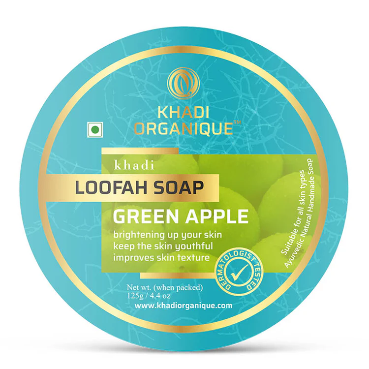 Khadi Organique Green Apple Loofah Soap Box of 125 GM