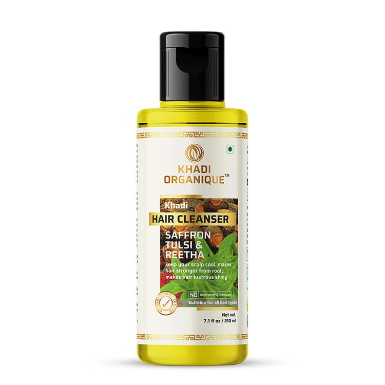 Khadi Organique SaffronTulsi and Reetha Hair Cleanser Bottle of 210 ML