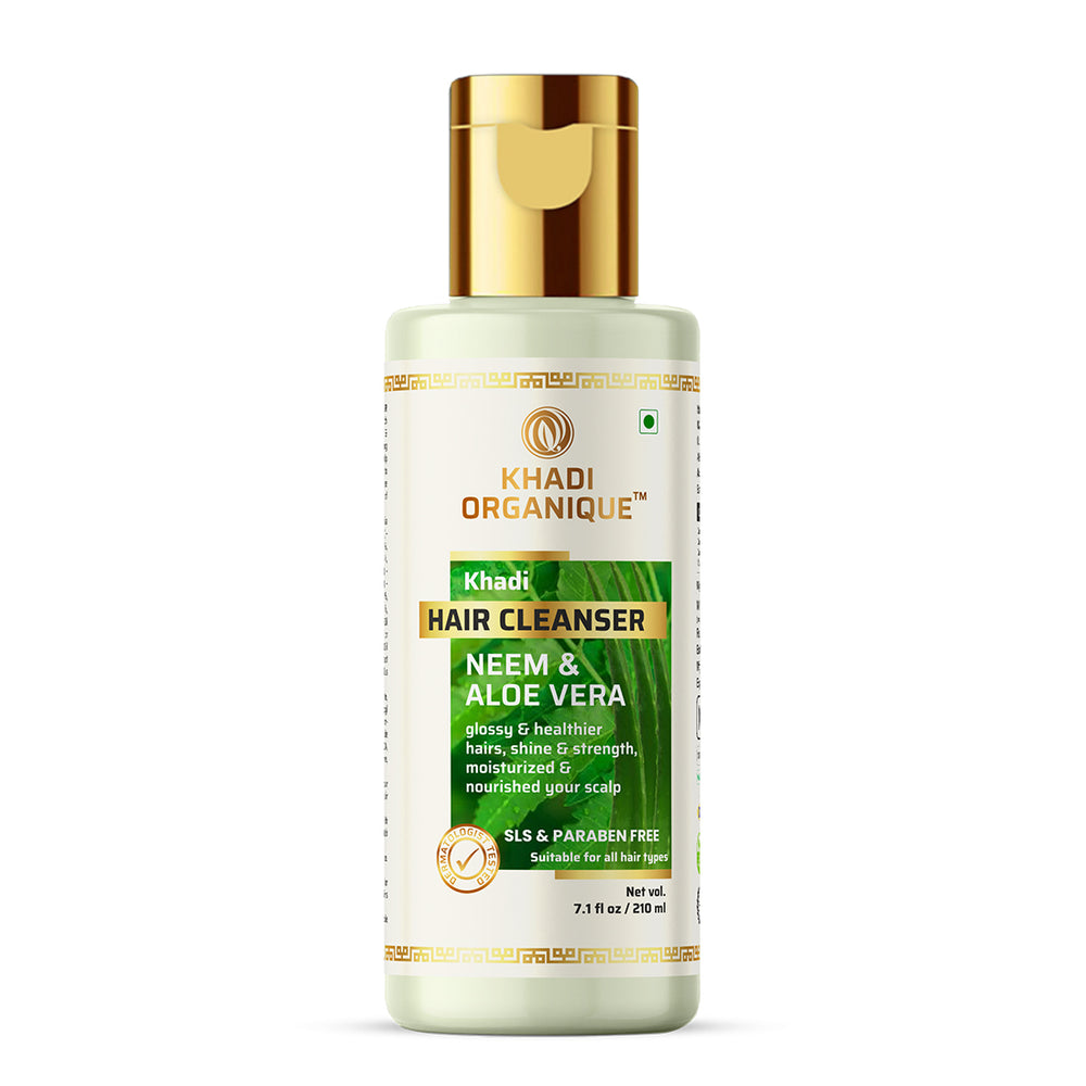 Khadi Organique Neem and aloevera Hair Cleanser SLS PARABEN FREE Bottle of 210 ML