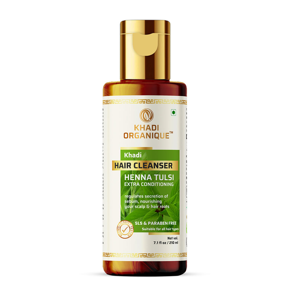 Khadi Organique Henaa Tulsi Extra Conditining Hair Cleanser SLS PARABEN FREE Bottle of 210 ML