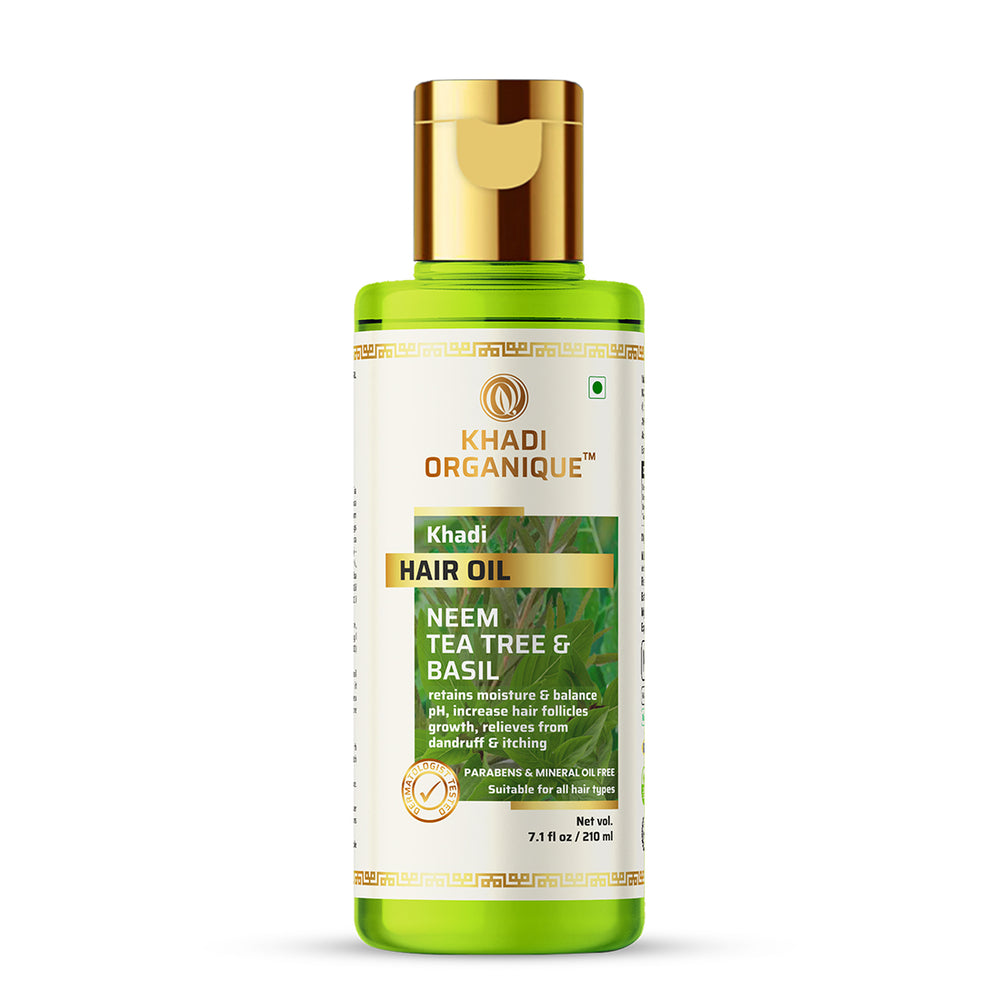 Khadi Organique Neem Teatree and Basil Hair Oil Bottle of 210 ML