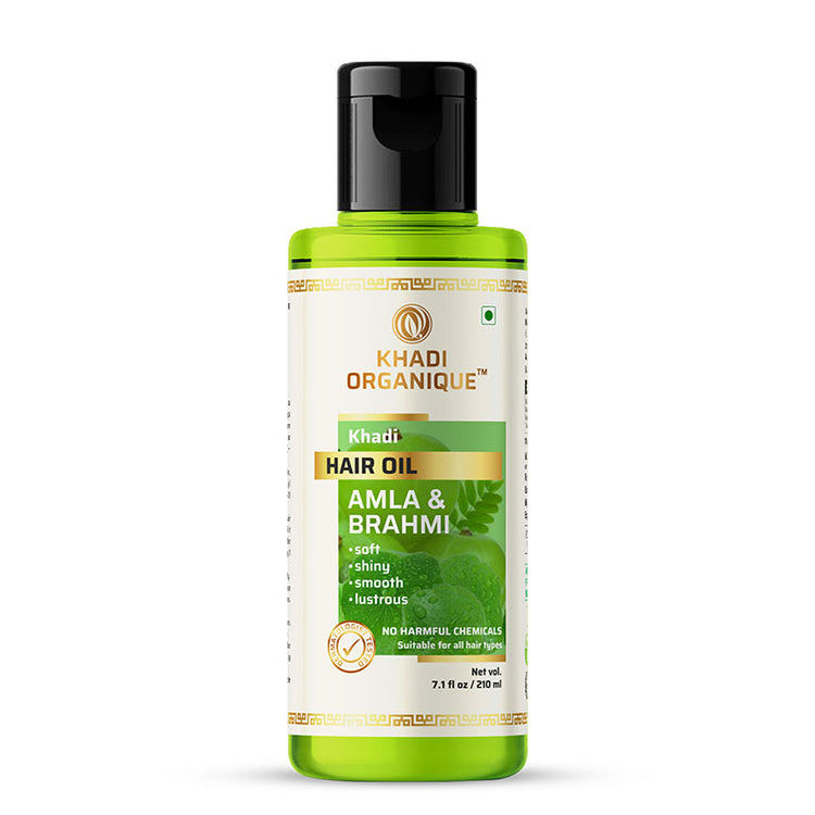Khadi Organique Amla and Brahmi Hair Oil Bottle of 210 ML