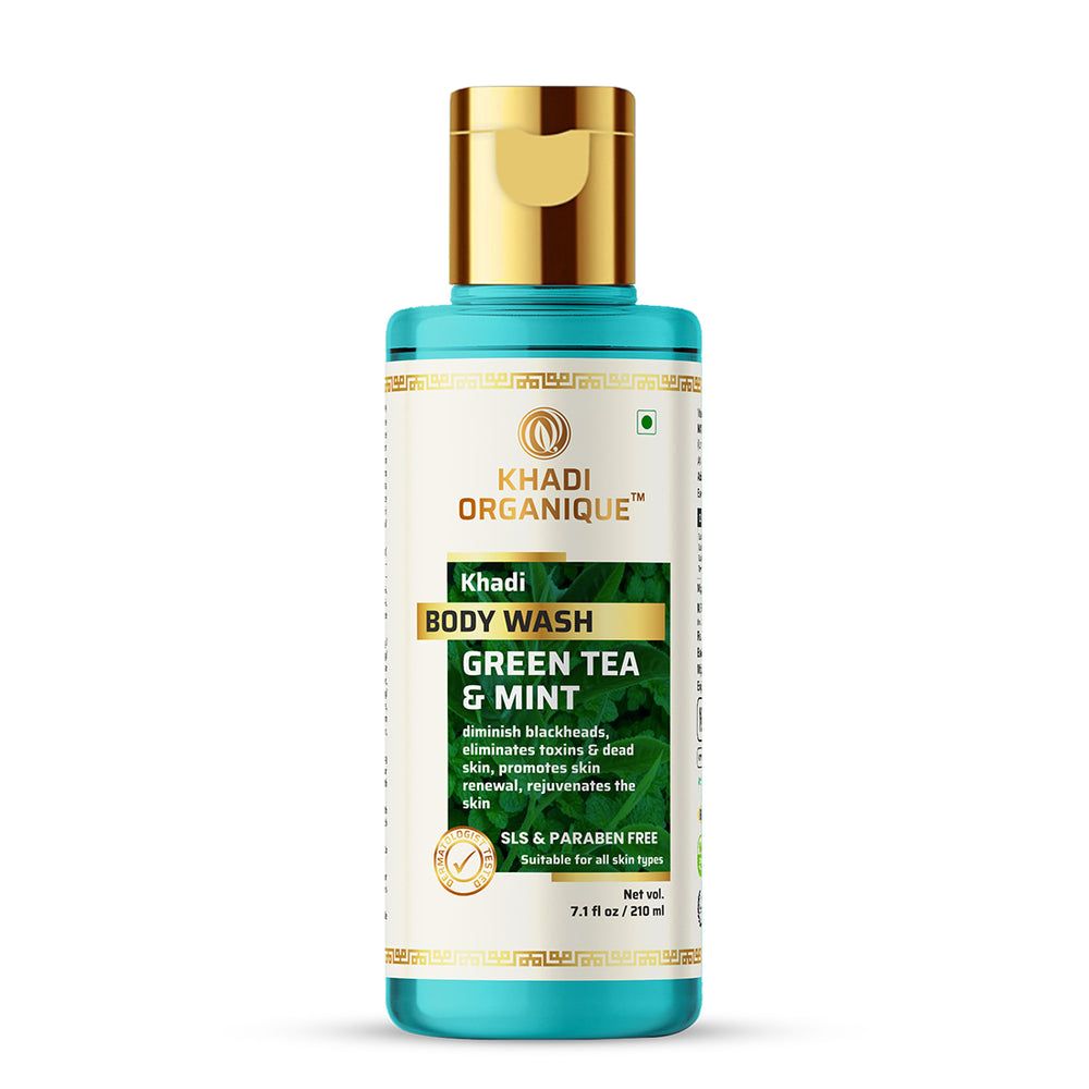 Khadi Organique Green Tea and Mint Body Wash SLS PARABEN FREE Bottle of 210 ML