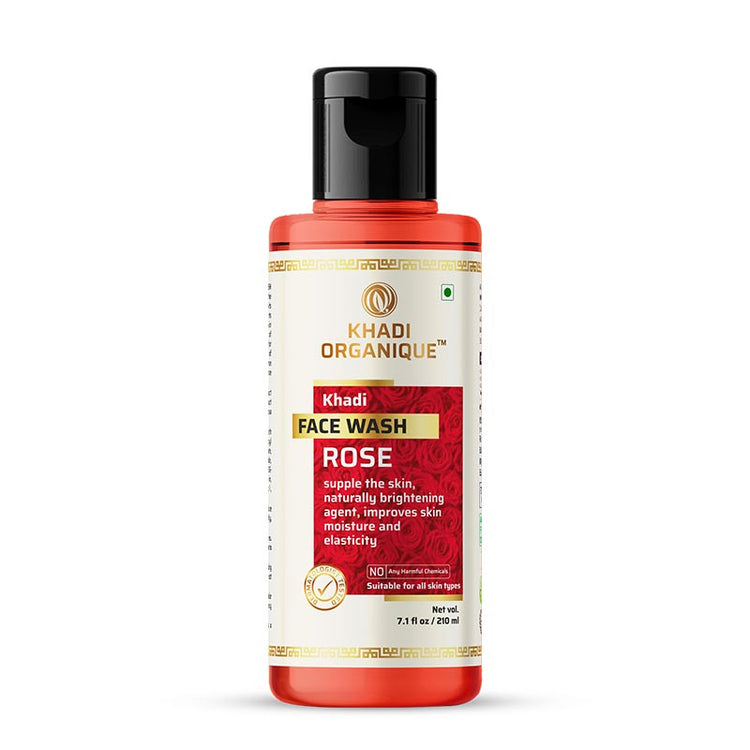 Khadi Organique Rose Face Wash Bottle of 210 ML