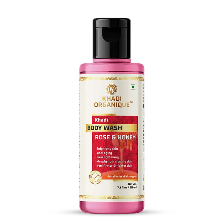 Khadi Organique Rose and Honey Body Wash Bottle of 210 ML