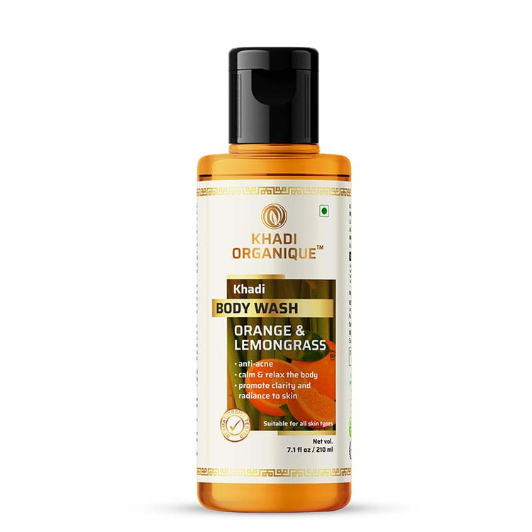 Khadi Organique Orange and Lemongrass Body Wash Bottle of 210 ML