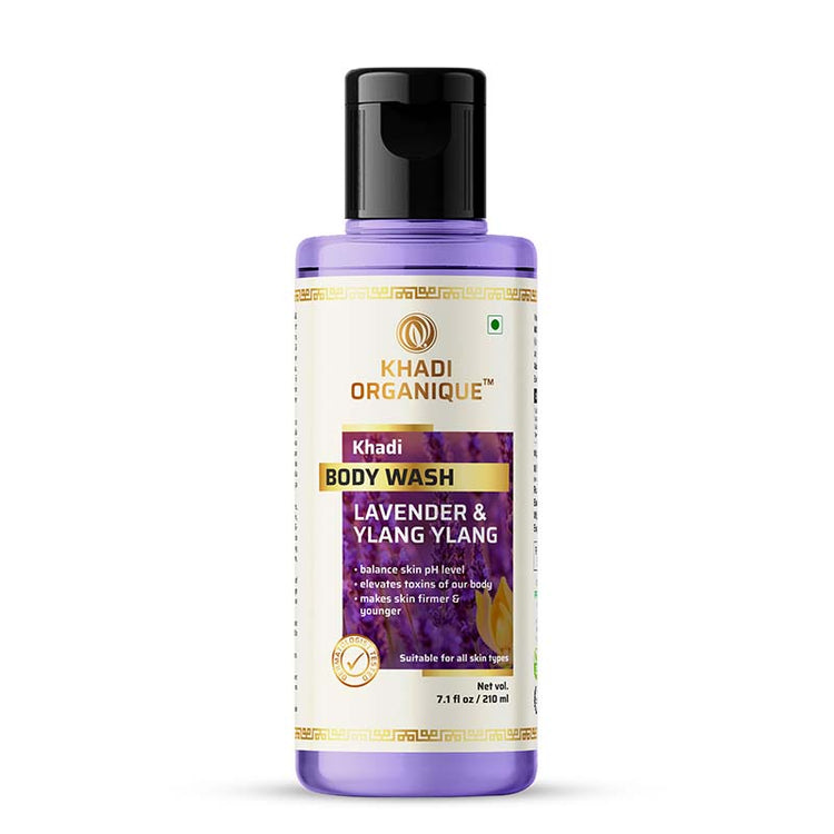 Khadi Organique Lavender and Ylang Ylang Body Wash Bottle of 210 ML